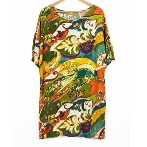 Jams World Women's XL Artsy Coastal Tropical‎ Resortwear "Casa Mila" Rayon Dress